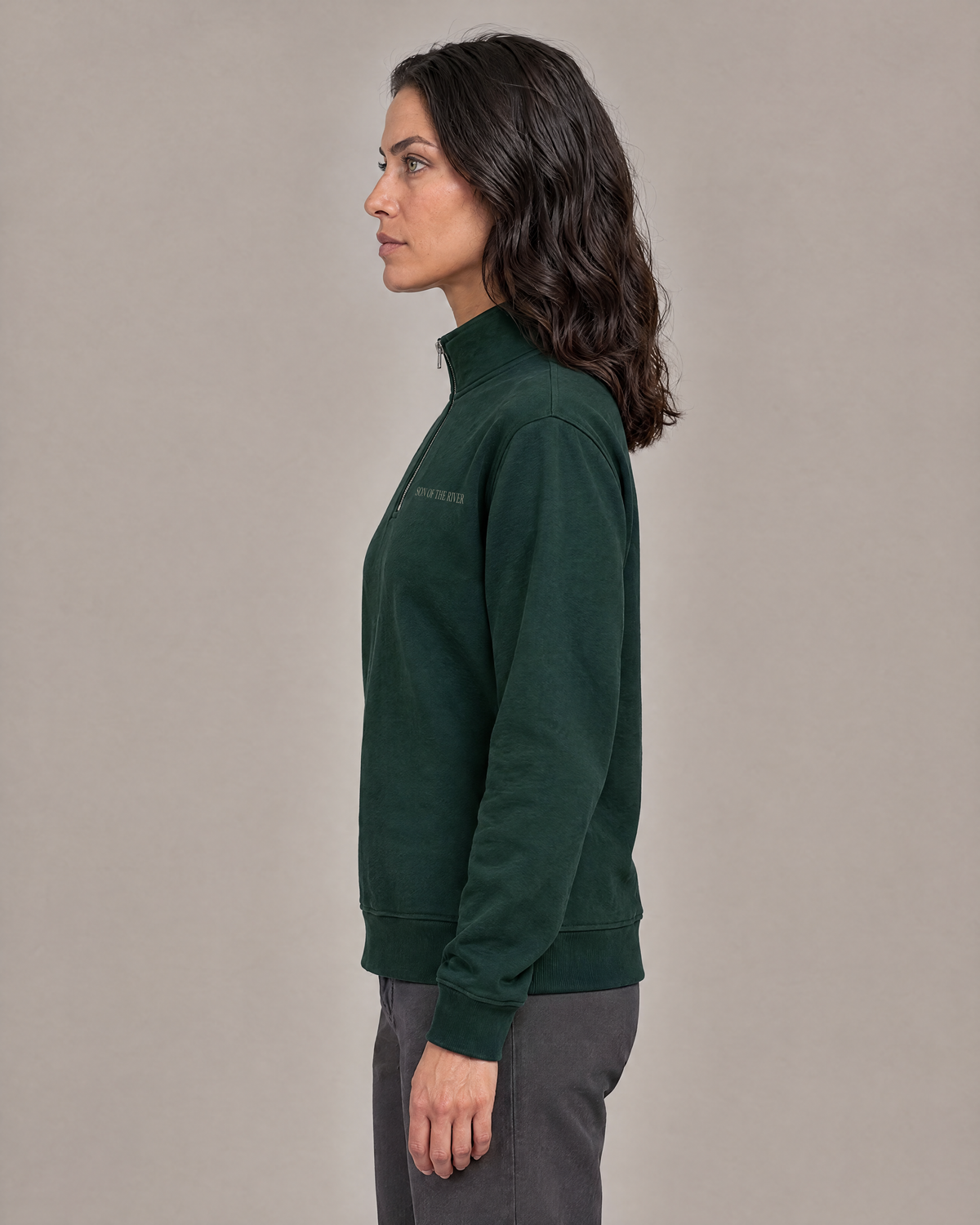 River Moss Stencil Half Zip — Women — Raya — Side