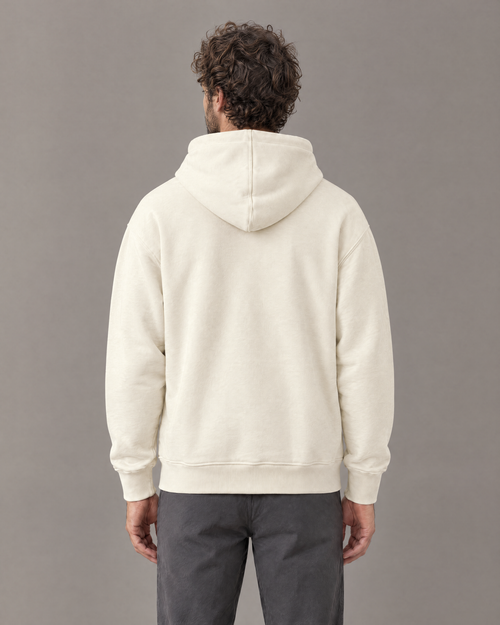 Son of the River River Cream (Ecru) Heavy Hoodie — Men, back view on Jonas